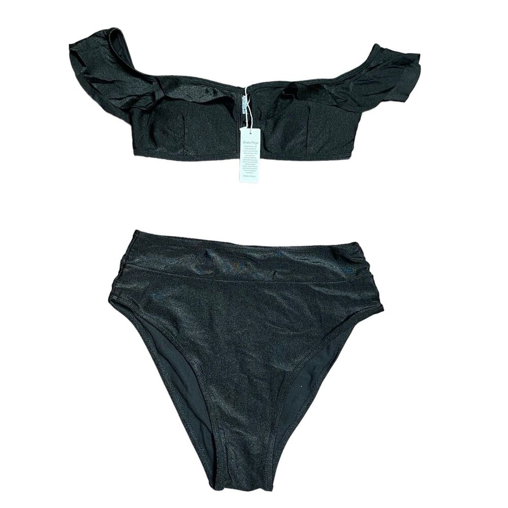 Swimsuit Verano Playa Small Black Bikini High Waist With Tags